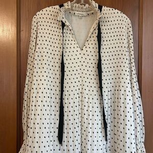 Max Studio Pleated Accordion Polka Dot Blouse